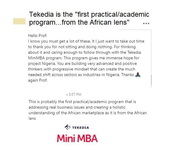 Tekedia Mini-MBA – “first practical/academic program…from the African lens”